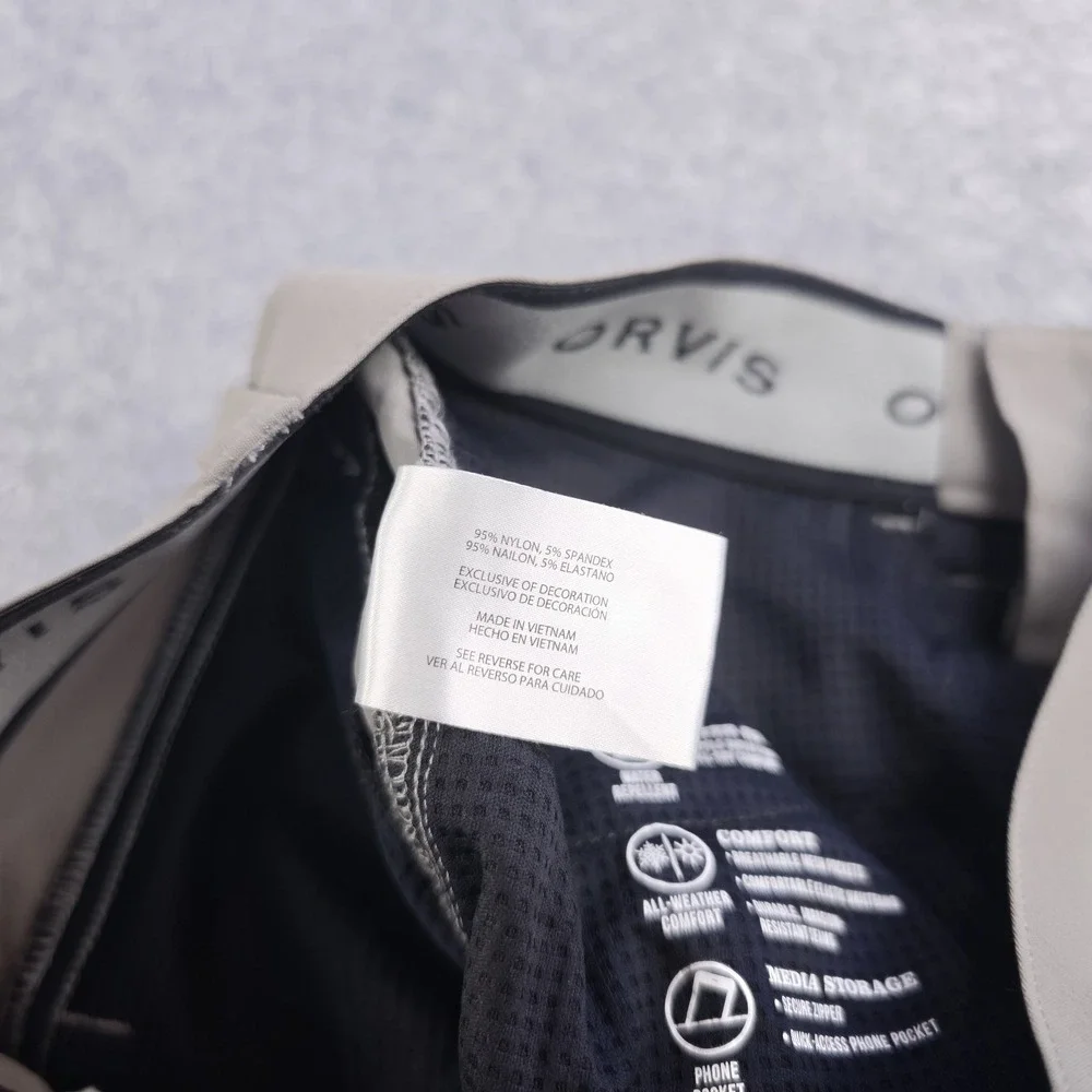 Orvis Pants Mens 30x32 Gray Zip Pocket Water Repellent Phone Pocket Hiking